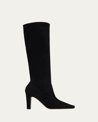 Manolo Blahnik Pavisco Suede Knee-high Boots In Black