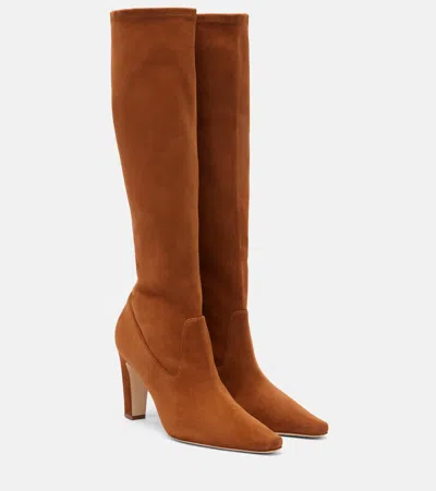 Manolo Blahnik Pavisco Suede Knee-high Boots In Brown