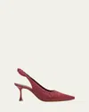 Manolo Blahnik Pelagalo Gala Ruched Bow Slingback Pumps In Dark Red