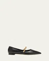 Manolo Blahnik Peleona Ballet Flats In Black/gold