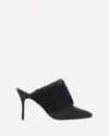 Manolo Blahnik Suede Pelos Mules With Eco-fur Detail 10cm In Black
