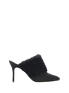 Manolo Blahnik Suede Pelos Mules With Eco-fur Detail 10cm In Black