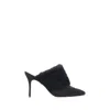 Manolo Blahnik Suede Pelos Mules With Eco-fur Detail 10cm In Black