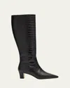 Manolo Blahnik Penelope Croc-effect Calf Leather Knee High Boots In Multi