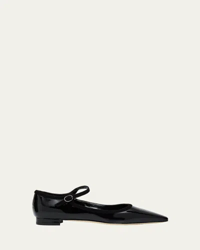 Manolo Blahnik Perdiccamod Patent Leather Ballerina Flats In Black