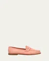 Manolo Blahnik Perrita Classic Suede Penny Loafers In Salmon