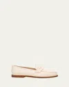 Manolo Blahnik Perrita Classic Suede Penny Loafers In White