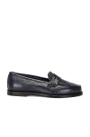 Manolo Blahnik Perrita Leather Loafer In Dark Blue