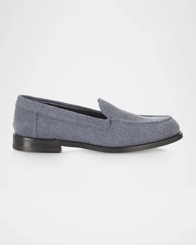 Manolo Blahnik Perrita Leather Penny Loafers In Blue