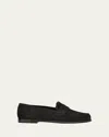 Manolo Blahnik Perrita Suede Penny Loafers In Black