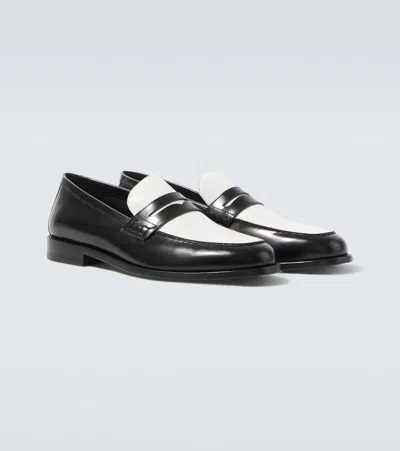 Manolo Blahnik Perry Leather Penny Loafers In Black