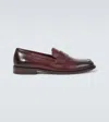 Manolo Blahnik Perry Leather Penny Loafers In Brown