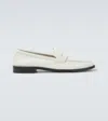 Manolo Blahnik Perry Leather Penny Loafers In White