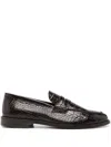 Manolo Blahnik Perry Croc-effect Leather Loafers In Black