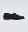 Manolo Blahnik Perry Suede Penny Loafers In Blue