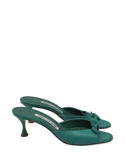 Pre-owned Manolo Blahnik Pertinanu Sandals In Green