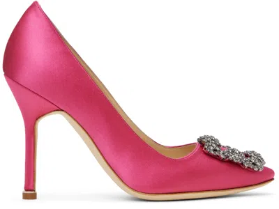 Manolo Blahnik Pink Hangisi Heels In Dpnk(6536)