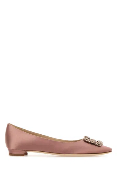 MANOLO BLAHNIK PINK POINTED TOE BALLET FLATS