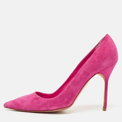 Pre-owned Manolo Blahnik Pink Suede Bb Pointed Toe Pumps Size 39