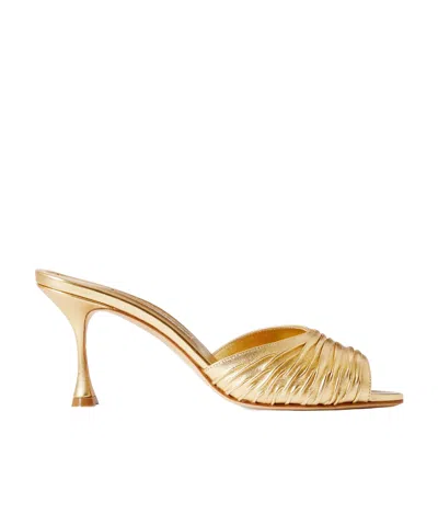 Manolo Blahnik Pirua 70 High Heel Sandals In Gold