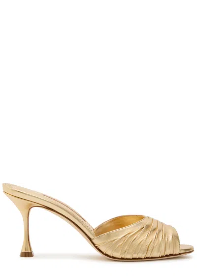 Manolo Blahnik Pirua 70 Metallic Nappa Mules In Multi