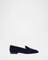 Manolo Blahnik Pitaka Suede Slip-on Loafers In Blue