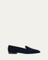 Manolo Blahnik Pitaka Suede Slip-on Loafers In Navy