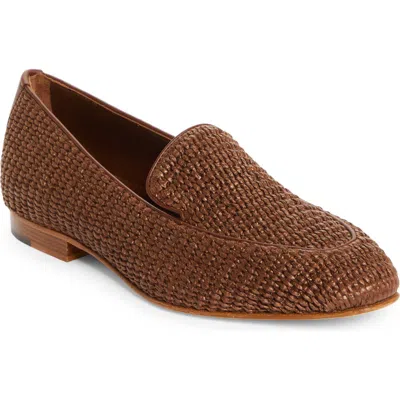 Manolo Blahnik Pitakara Raffia Loafer In Brown
