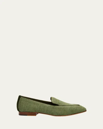 Manolo Blahnik Pitakara Woven Loafers In Dgrn3082