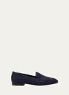 Manolo Blahnik Pitakara Woven Slip-on Loafers In Navy