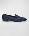 Manolo Blahnik Pitakara Woven Slip-on Loafers In Navy