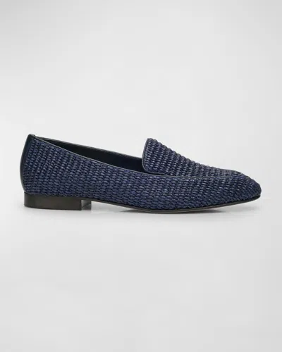 MANOLO BLAHNIK PITAKARA WOVEN SLIP-ON LOAFERS