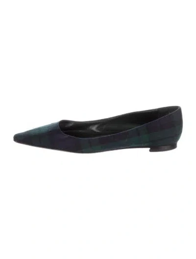 Pre-owned Manolo Blahnik Plaid Print Flats In Black