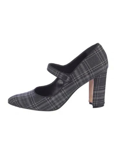 Pre-owned Manolo Blahnik Plaid Print Pumps In Blue