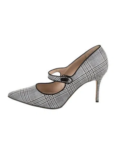 Pre-owned Manolo Blahnik Plaid Print Pumps In Gray