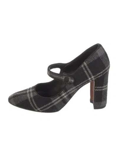 Pre-owned Manolo Blahnik Plaid Print Pumps In Grey
