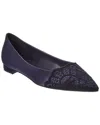 Manolo Blahnik Plankutus Satin Flat In Blue