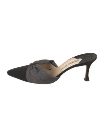 Pre-owned Manolo Blahnik Pleated Accents Mules In Black