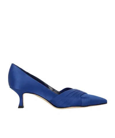 Manolo Blahnik Crossover-strap Pointed-toe Pumps In Blue