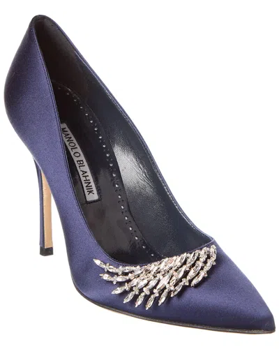 Manolo Blahnik Pluma 105 Satin Pump In Purple