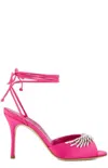 MANOLO BLAHNIK MANOLO BLAHNIK PLUMENA EMBELLISHED SATIN SANDALS