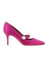Manolo Blahnik Satin Marijana Mary Jane Pumps 7cm In Pink