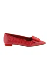 Manolo Blahnik Pointed Ballet Flats In Red