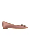 Manolo Blahnik Satin Ballerinas With Embellished Detail And Finish