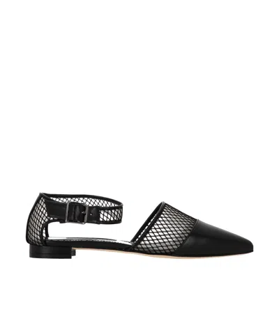 MANOLO BLAHNIK MANOLO BLAHNIK MESH PANELLED BALLERINA SHOES