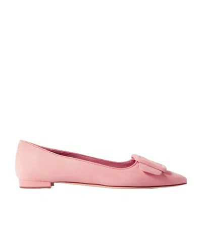 Manolo Blahnik Pointed Flat Shoes In Pink