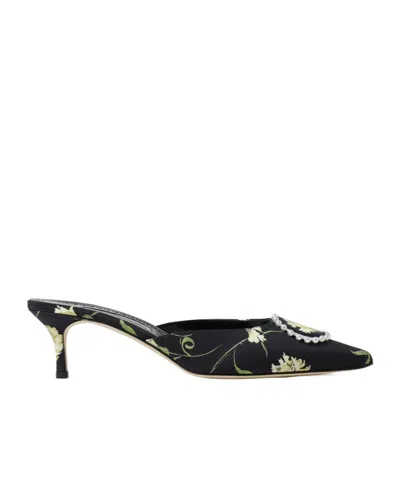 Manolo Blahnik Pointed High Heel Sandals In Black
