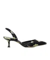 Manolo Blahnik 50mm Carolyne Floral Slingback Pumps In Black