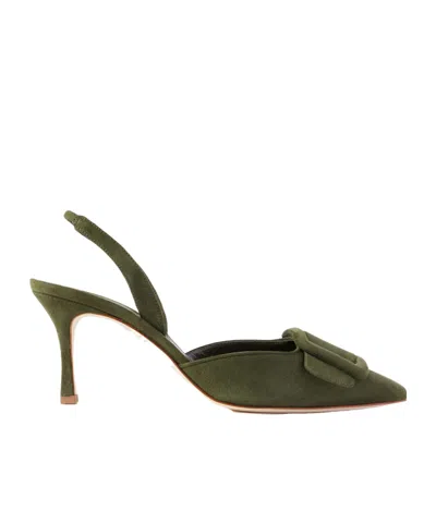 Manolo Blahnik Pointed High Heel Sandals In Green