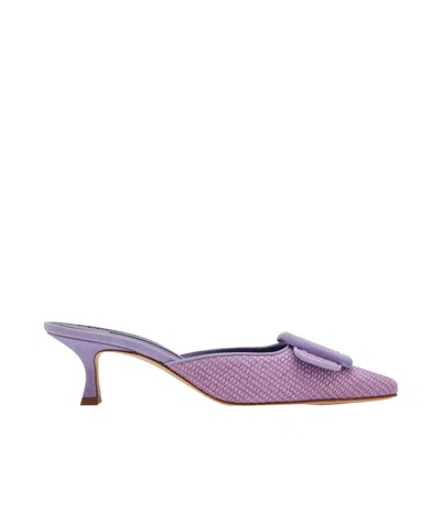Manolo Blahnik Pointed High Heel Sandals In Purple